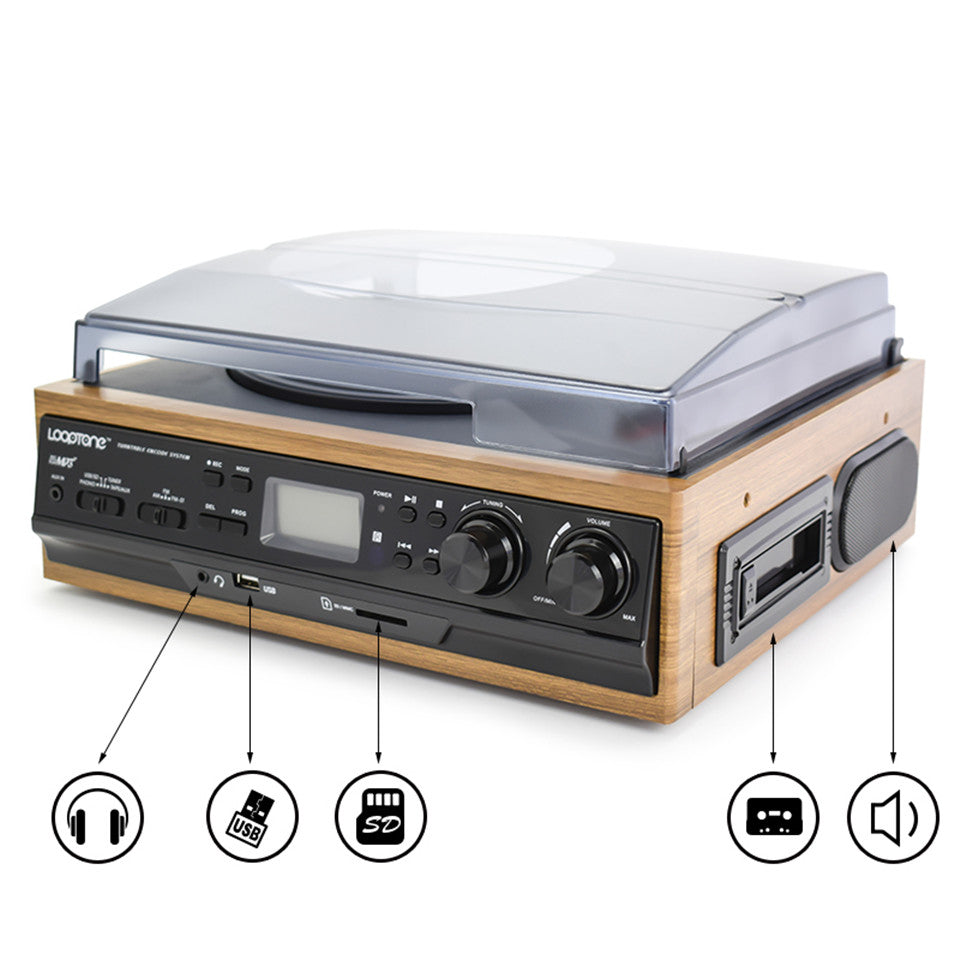 USB Vinyl Record Player Turntable with Built-In Speakers