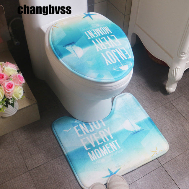 2pcs Simple Letter Pattern Bathroom Toilet Seat Cover Set