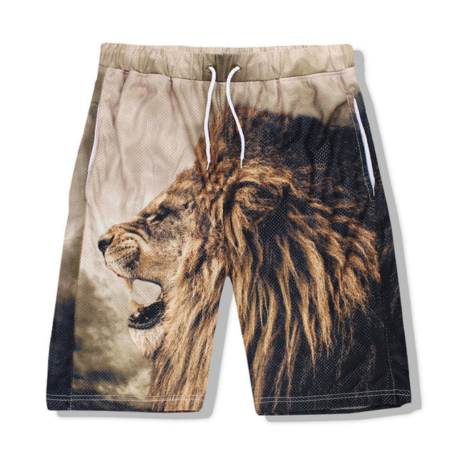Unicomidea Men's Casual Beach Shorts Fashion Brand Boardshorts Funny Print Lion Men Short Pants 3d Male Shorts