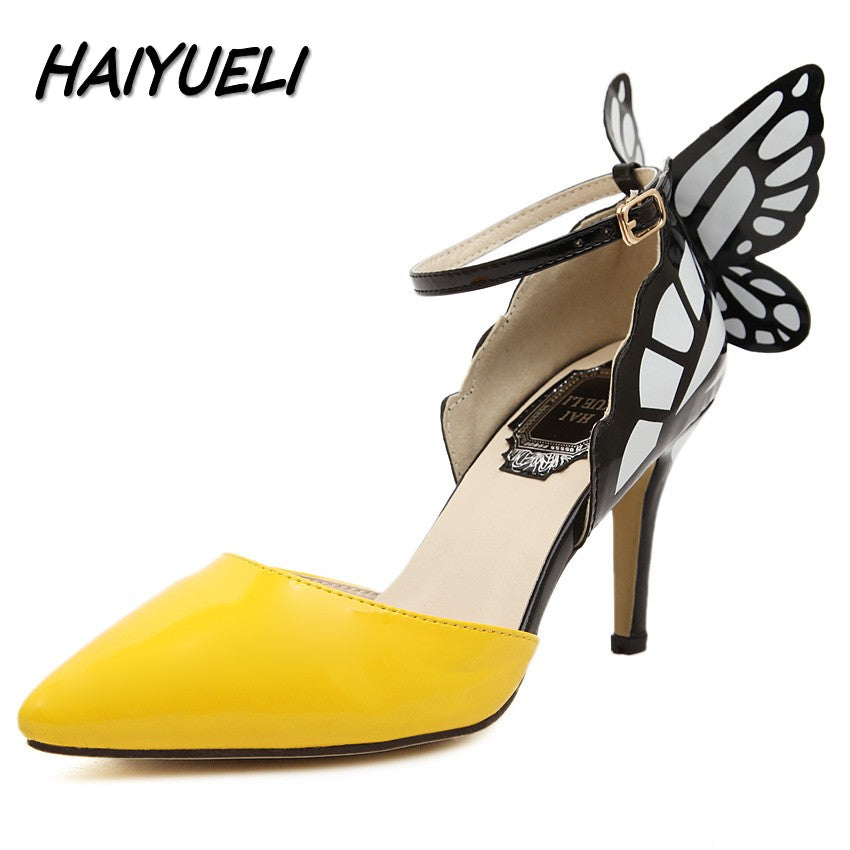 Women's Dream Butterfly Fashioned Pointed Toe Buckle High Heel