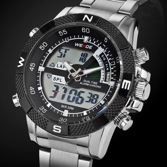 Top Luxury Brand WEIDE Men Fashion Sports Watches Men's Quartz LED Clock Man Army Military Wrist Watch Relogio Masculino