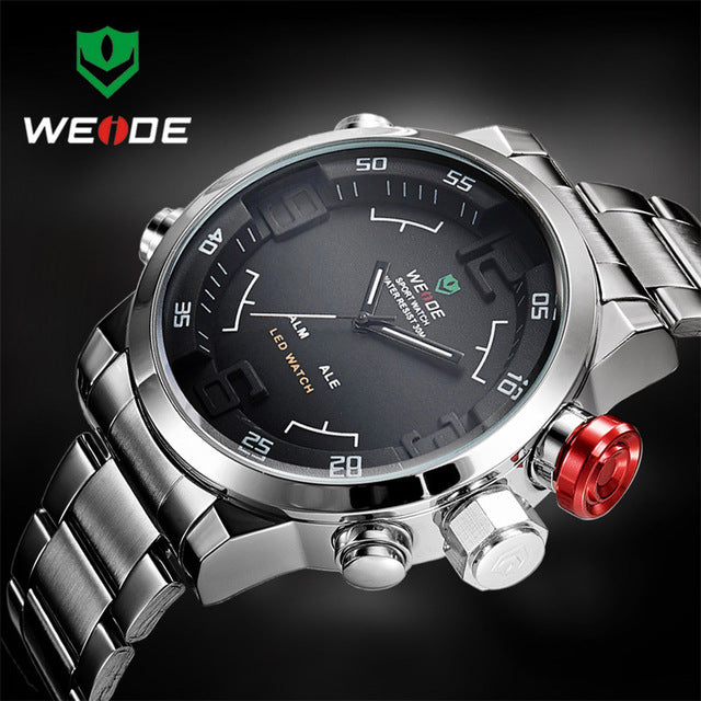 Men's Full Steel Military LED Analog Wrist Watch