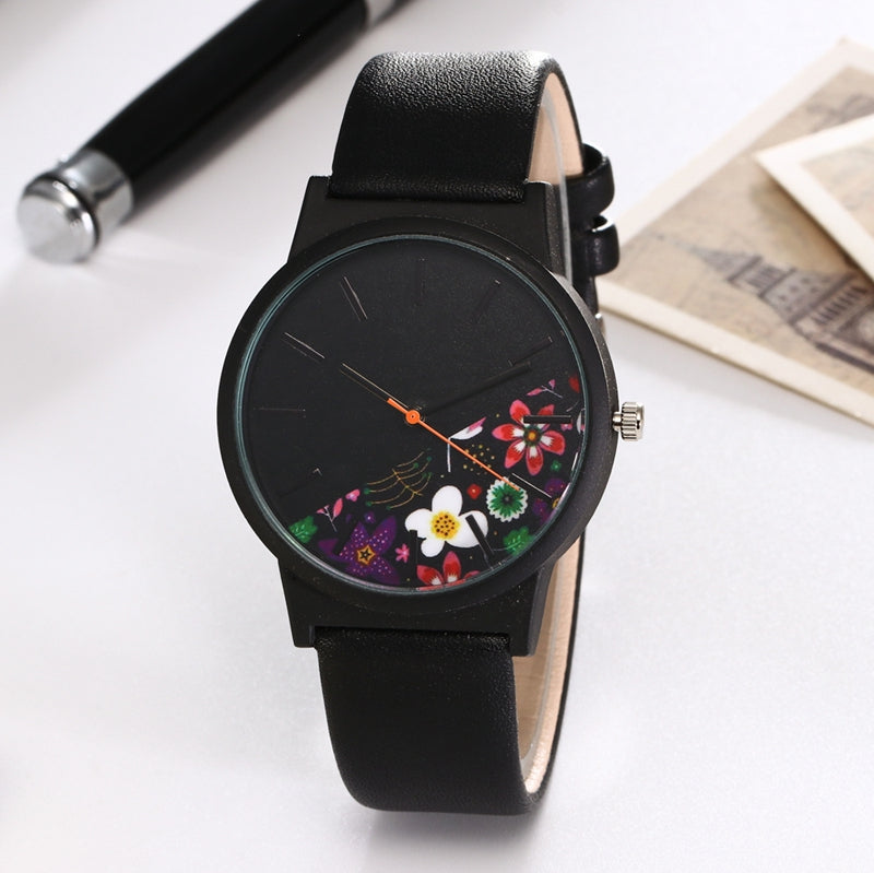 New Vintage Leather Women Watches Luxury Top Brand Floral Pattern Casual Quartz Watch Women Clock Relogio Feminino