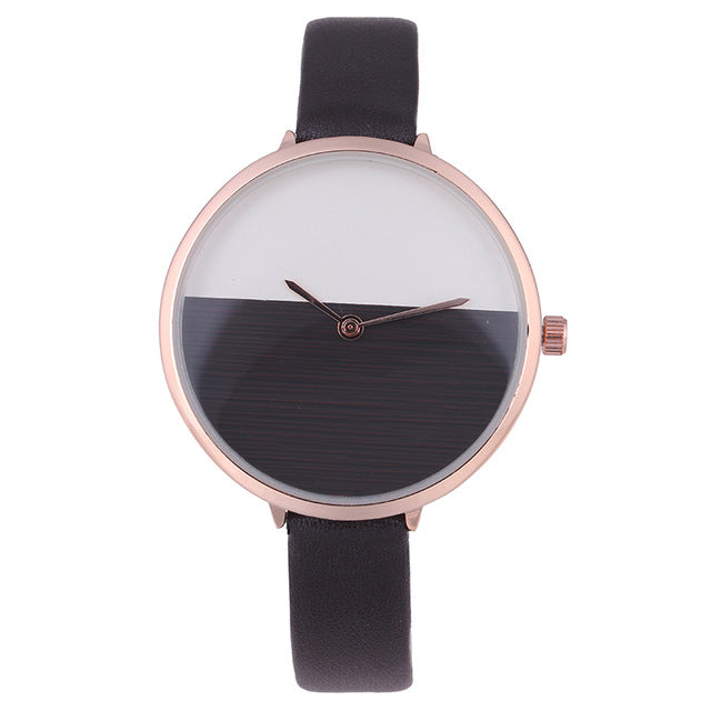 New Design Two Color Wooden Style Simple Dial Watch Women Elegant Thin Strap Fashion Any match Casual Lady Wristwatch hours