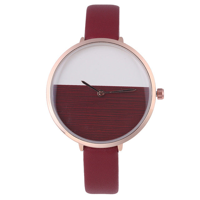 New Design Two Color Wooden Style Simple Dial Watch Women Elegant Thin Strap Fashion Any match Casual Lady Wristwatch hours