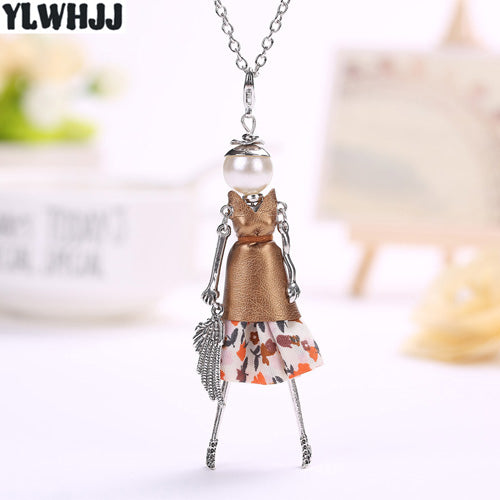 YLWHJJ new women doll cute black long necklaces & pendant dress baby girls maxi necklace brand fashion statement jewelry