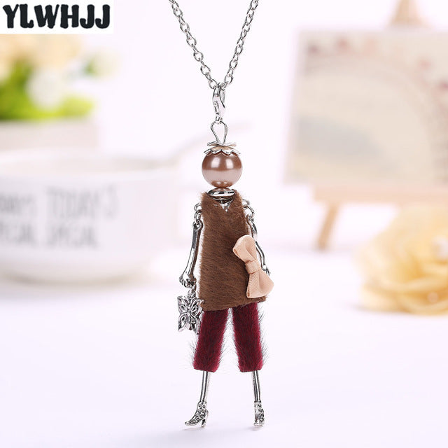 YLWHJJ new women doll cute black long necklaces & pendant dress baby girls maxi necklace brand fashion statement jewelry