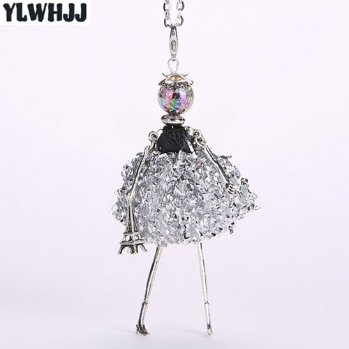 YLWHJJ new women doll cute black long necklaces & pendant dress baby girls maxi necklace brand fashion statement jewelry