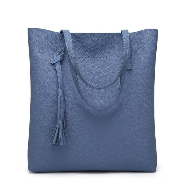 Ankareeda Women's Soft Leather Handbag High Quality Women Shoulder Bag Luxury Brand Tassel Bucket Bag Fashion Women's Handbags