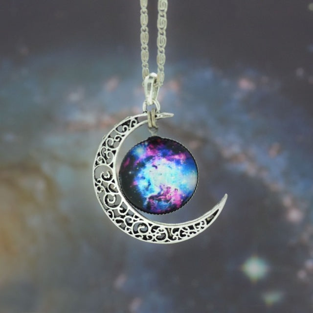 Vintage Galactic Star Sailor Moon Crescent Pendant Necklace