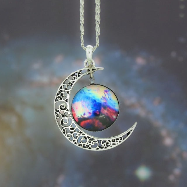 Vintage Galactic Star Sailor Moon Crescent Pendant Necklace