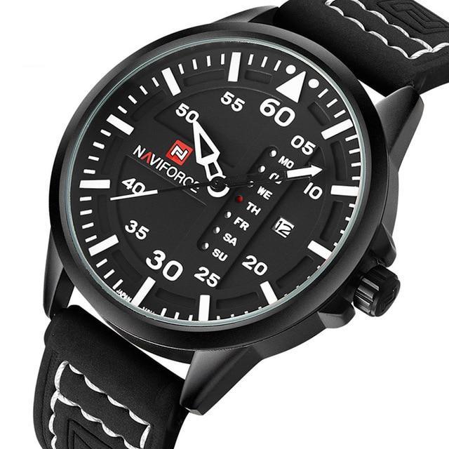 Men's Leather Military Styled Wrist Watch