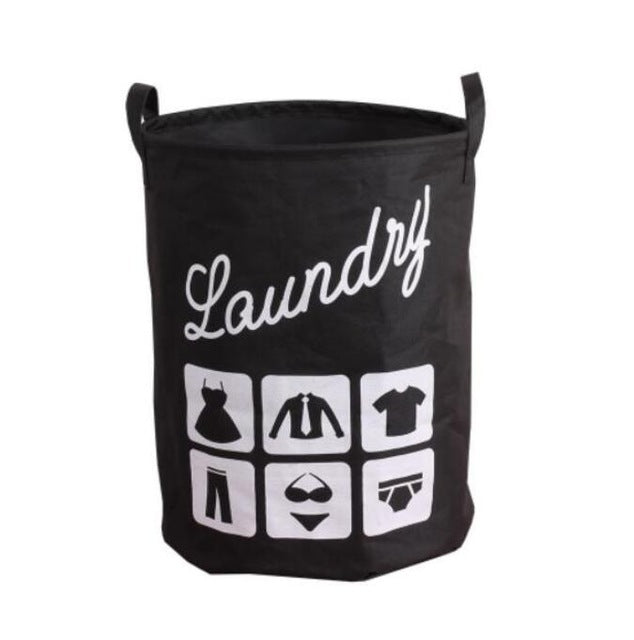 SDARISB Fabric Laundry Basket Bathroom Laundry Hamper Storage Bag Bath Sorter Dirty Toys No Cover Portable Black White Gray