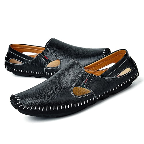 Men's Leather Slip-On Casual Driving Shoes