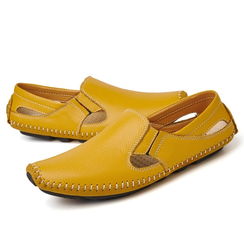 Men's Leather Slip-On Casual Driving Shoes