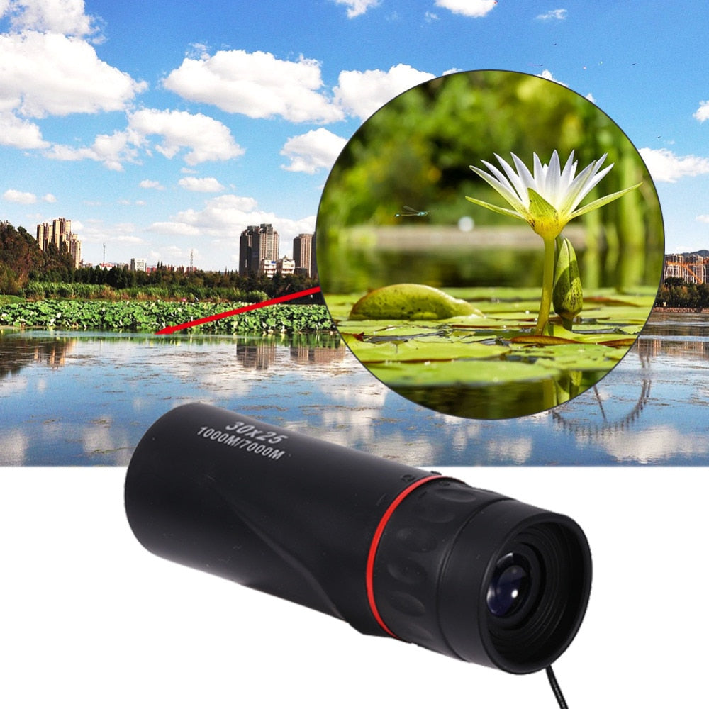 30 x 25 HD Optical Monocular Low Night Vision Waterproof Mini Portable Zoomable 10X Focus Telescope