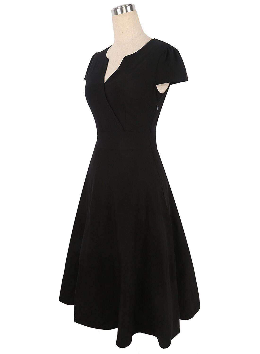 Oxiuly Audrey Hepburn 50s Vestidos Womens Dress Formal V Neck Casual Office Wear Working Bodycon Knee Length A-line Dresses