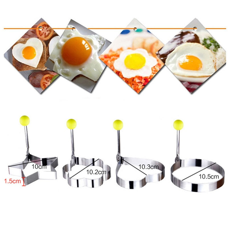4 Piece: Stainless Steel Egg Frying Molds