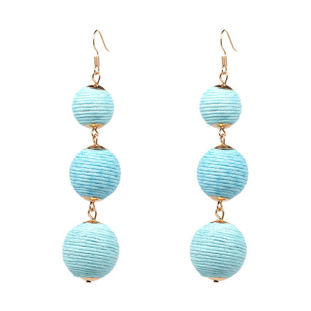 Statement Earrings Ball Pendant Pom Pom Long Drop Earrings for Women Fashion Party Earring Jewelry