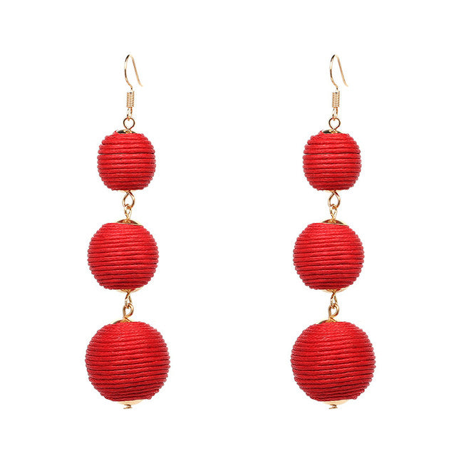 Statement Earrings Ball Pendant Pom Pom Long Drop Earrings for Women Fashion Party Earring Jewelry