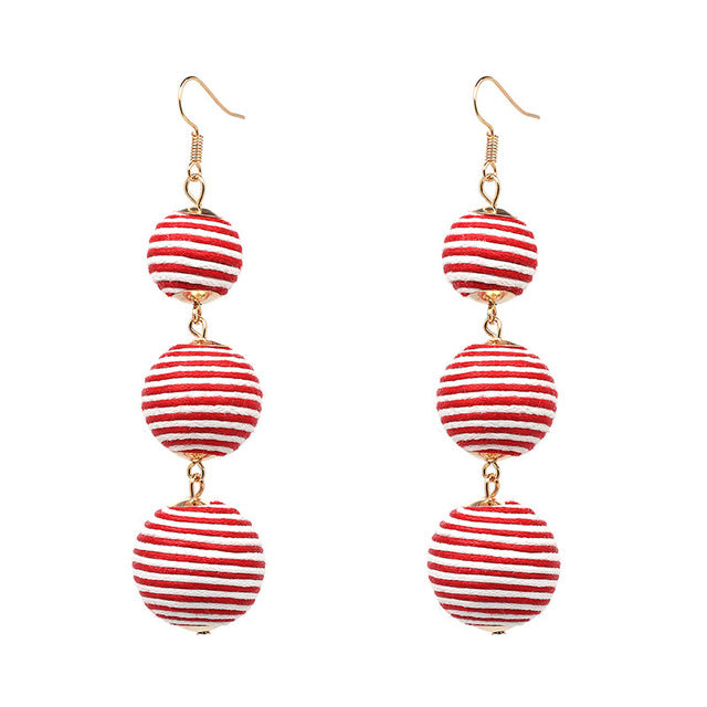 Statement Earrings Ball Pendant Pom Pom Long Drop Earrings for Women Fashion Party Earring Jewelry