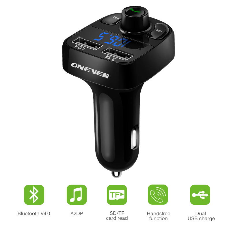 Handsfree Bluetooth Multi-Function FM Transmitter Dual USB Charger MP3 Player