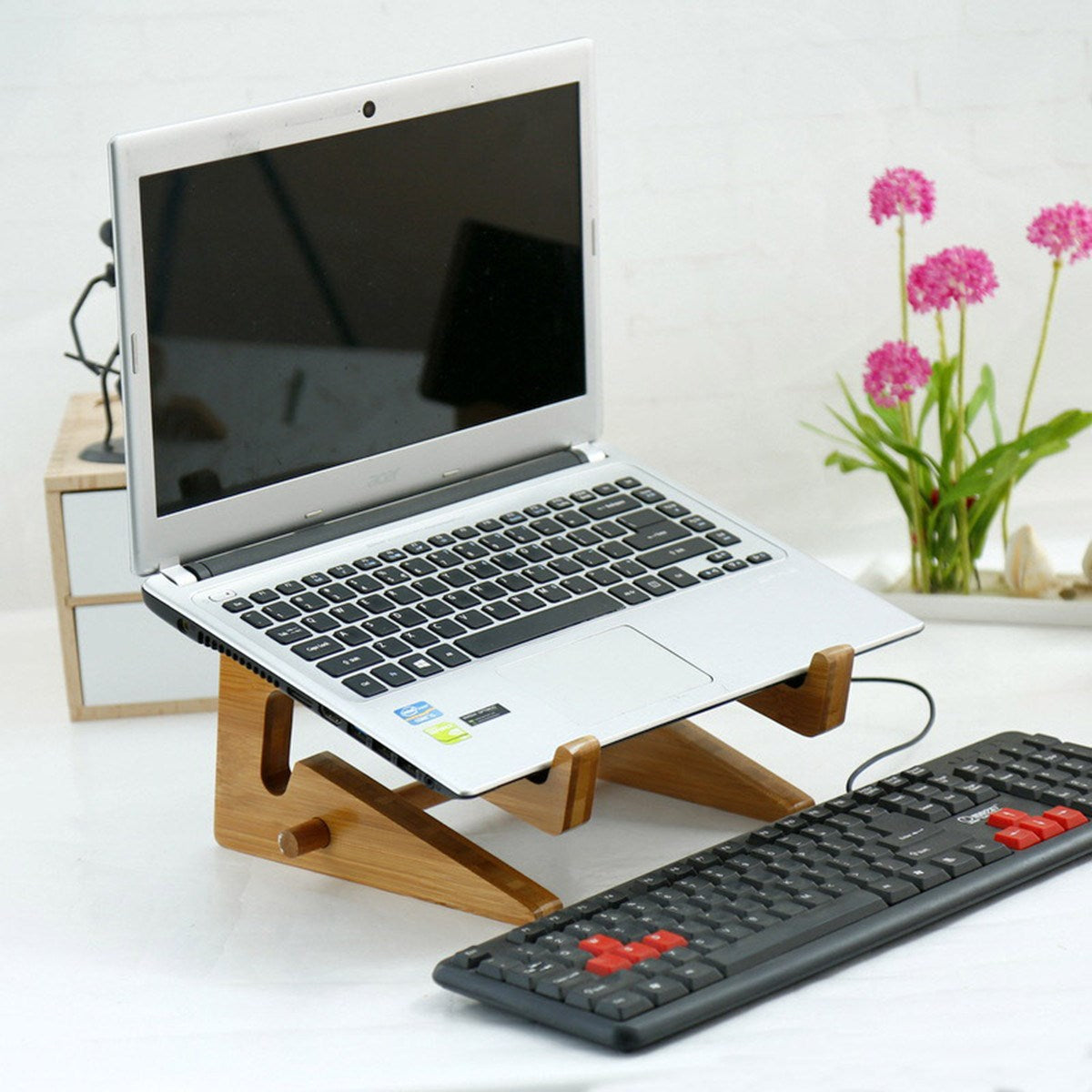 Portable Bamboo Wooden Laptop & Tablet Stand