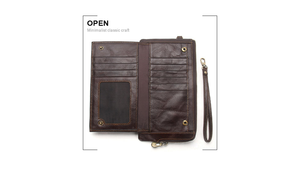 Men Wallet Clutch Genuine Leather Brand Rfid  Wallet Male Organizer Cell Phone Clutch Bag Long Coin Purse Free Engrave