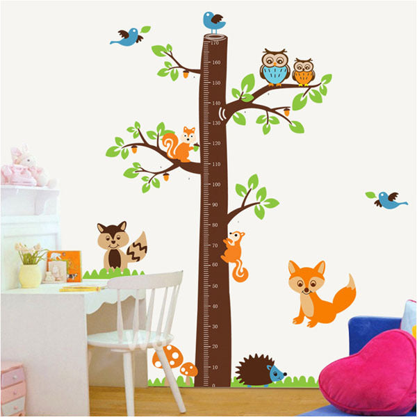 [Fundecor] new products large owl squirrel wall stickers kids room height  growth chart measurement decals 6407