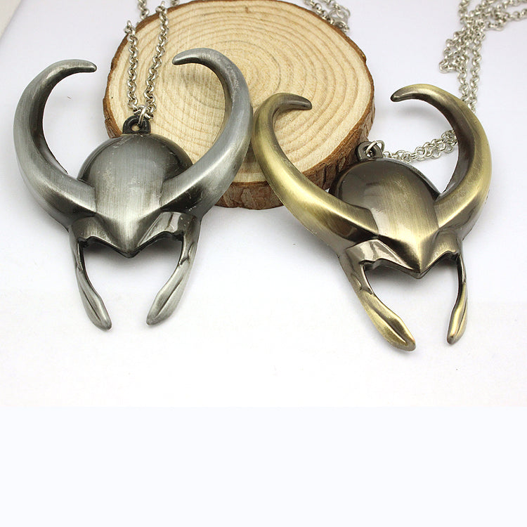 Movie Jewelry Vintage Marvel Age of Ultron Avengers Thor Loki Helmet Metal Pendant Necklace Jewellery