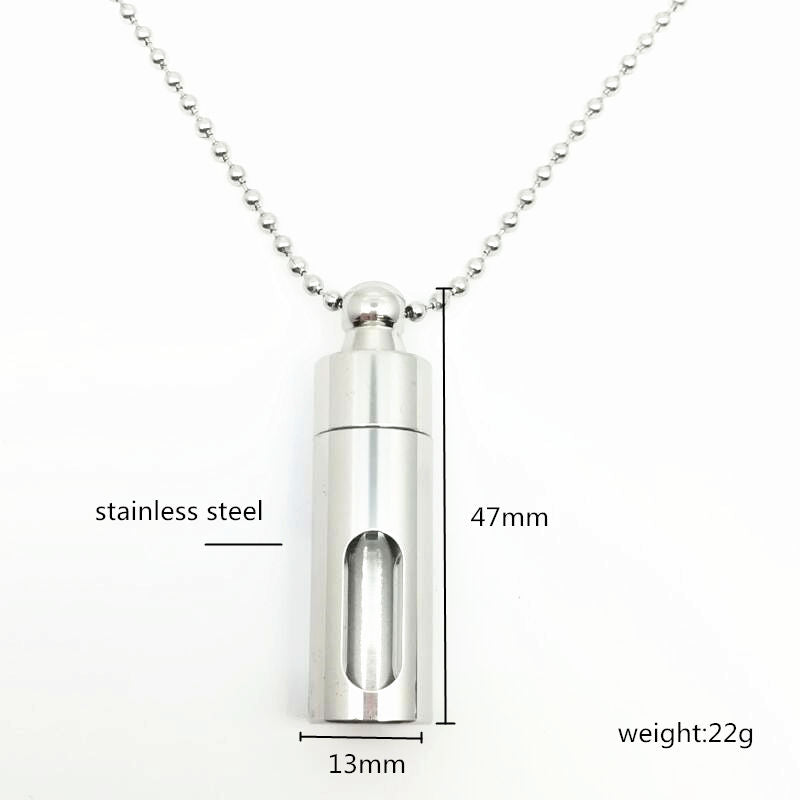 Exclusive Glass Openable Collect Sand Flower Necklaces & Pendants Glass Cylinder Cremation Urn Necklace