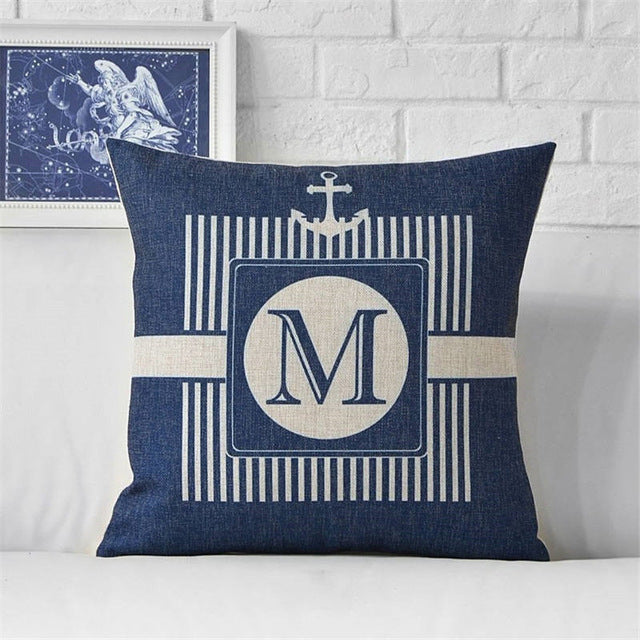 Modern Sailing Ships Marine Printing Cushion Covers Anchor Rudder Linen Throw Pillow Case for Couch Seat Bedroom Home Decorative