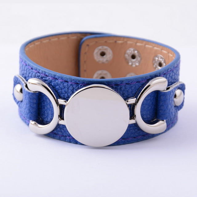 Rainbery  Monogram Leather Bracelet Fashion Jewelry Silver Plated Pulseras 3 Row Multicolor Leather Cuff Bracelet For Women Men