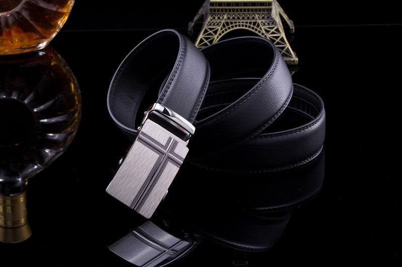 Men's Casual Genuine Leather Cross Slide Buckle