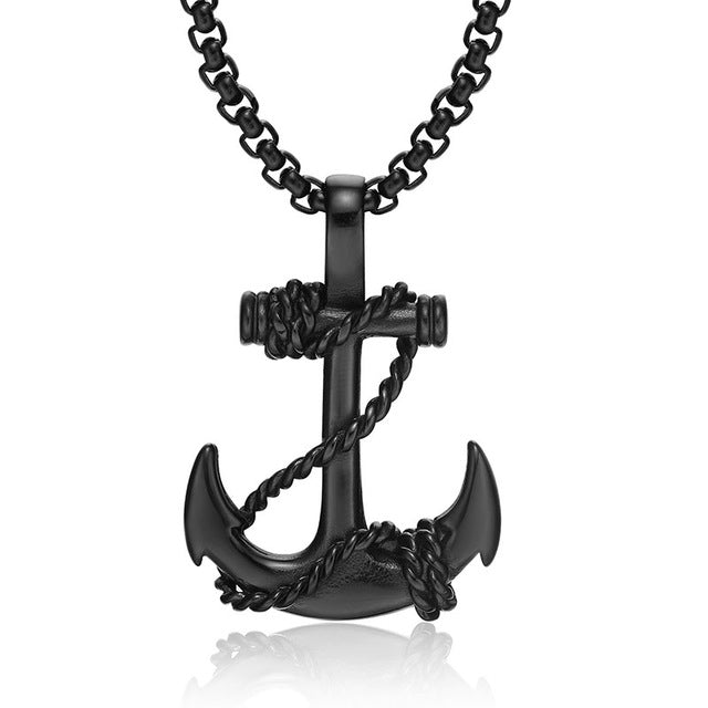 OBSEDE Punk Men's Necklace One Piece Anchor Pendants Stainless Steel Necklaces & Pendants Fashion Men Jewelry Black/Gold/Silver