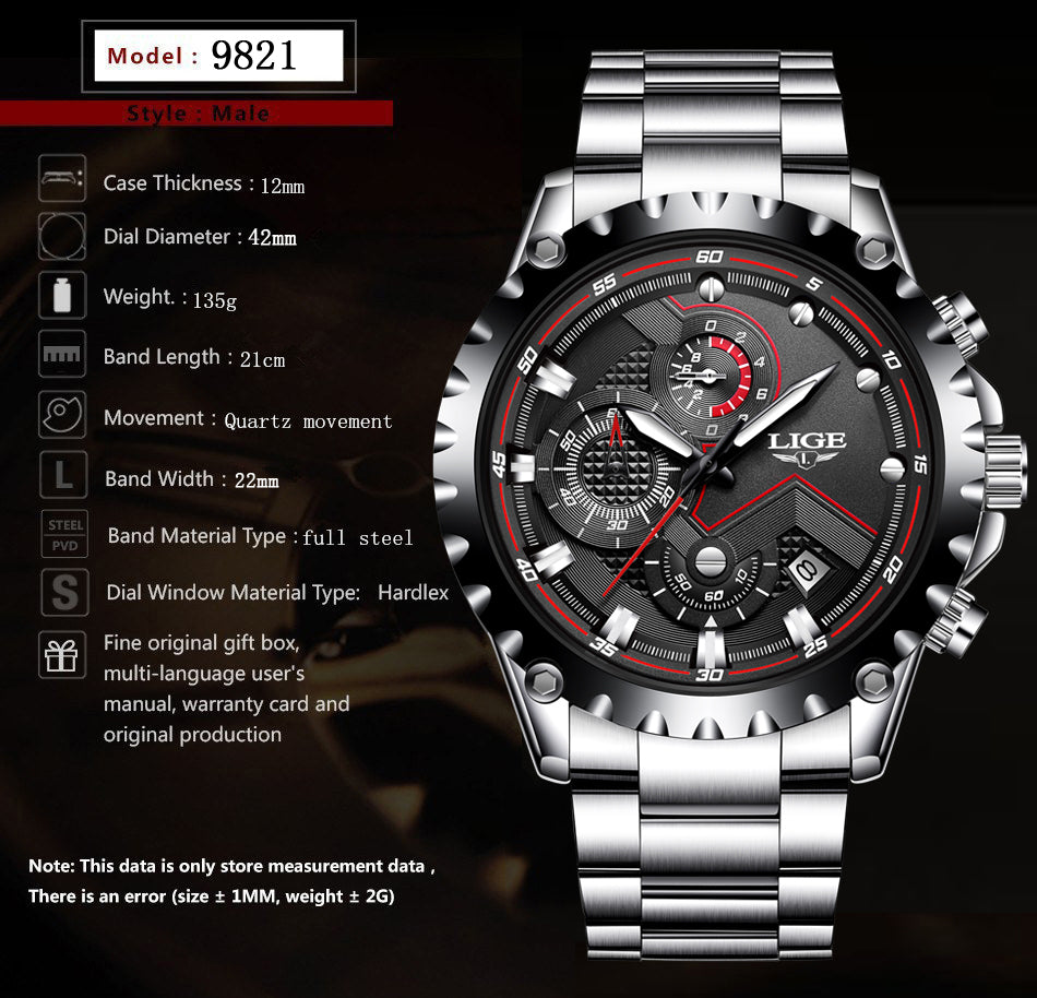 Men's Stainless Steel Luxurious Business Sport Quartz Watch