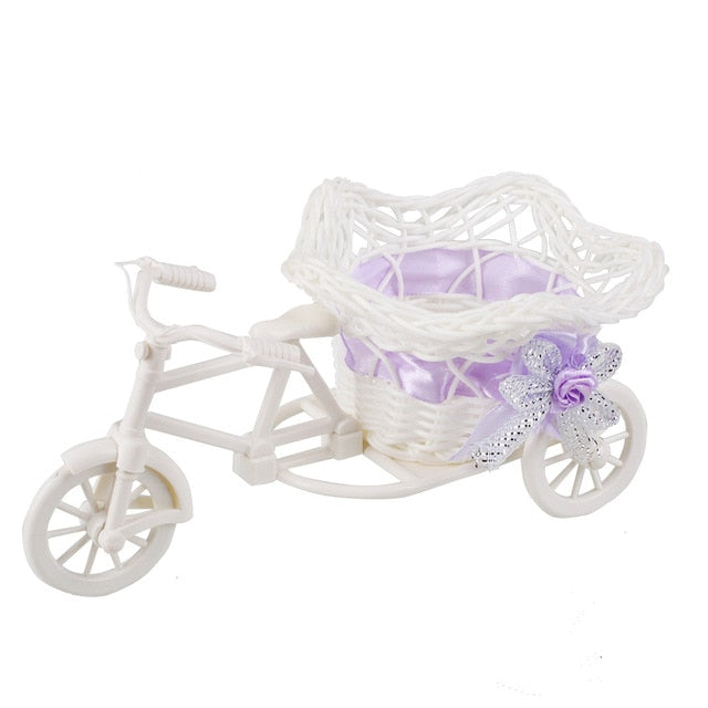 Rattan Tricycle Bike Basket Garden Wedding Party Office Vase Decoration