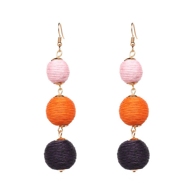 Statement Earrings Ball Pendant Pom Pom Long Drop Earrings for Women Fashion Party Earring Jewelry