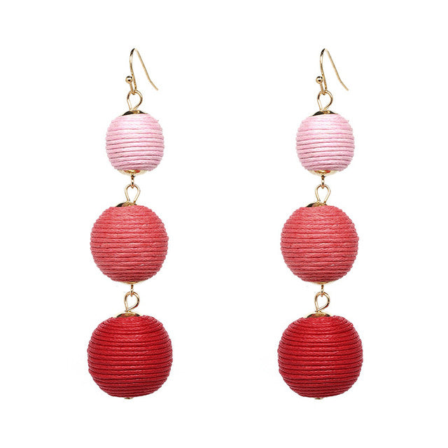 Statement Earrings Ball Pendant Pom Pom Long Drop Earrings for Women Fashion Party Earring Jewelry