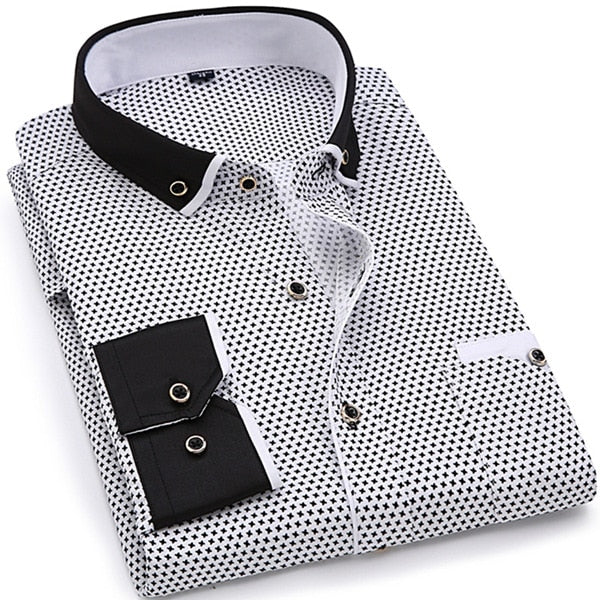 Men's Fabric Soft Slim Fit Long Sleeve Dress Shirt