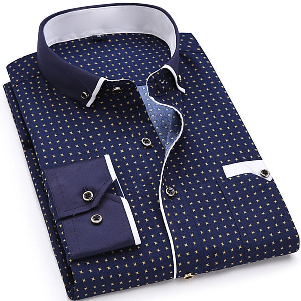 Men's Fabric Soft Slim Fit Long Sleeve Dress Shirt