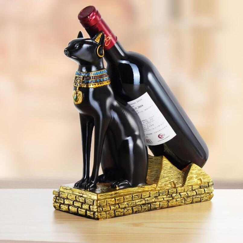 Elegant Egyptian Cat Wine Bottle Stand