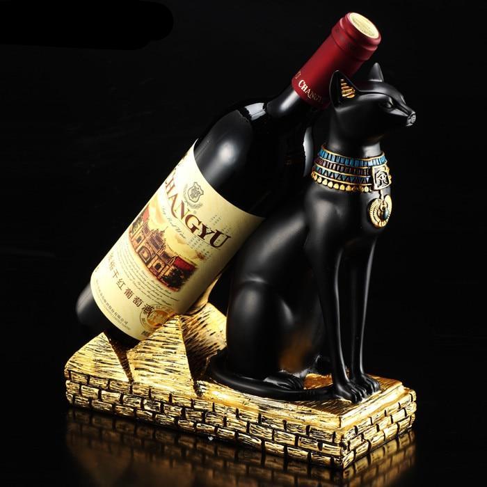 Elegant Egyptian Cat Wine Bottle Stand