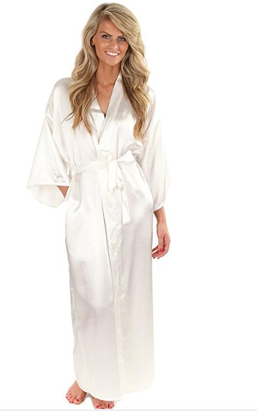 Women Silk Satin Long Wedding Bride Bridesmaid Robe