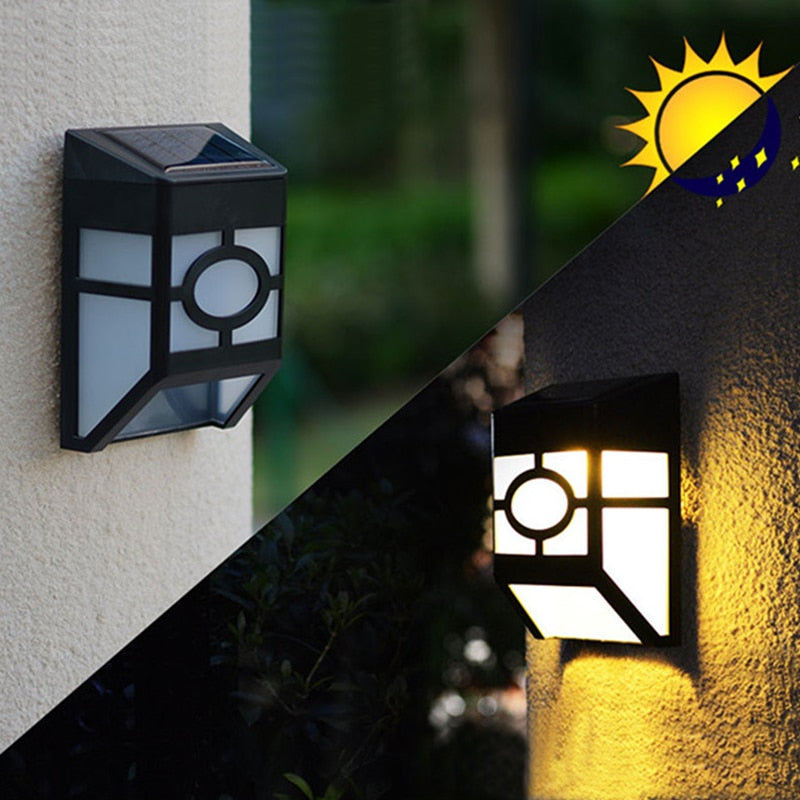 4 Pack: LED Solar Powered Wall Mounted Outdoor Waterproof Pathway Lights