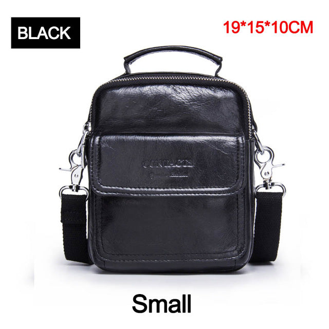 CONTACT'S Genuine Leather Shoulder Bags Fashion Men Messenger Bag Small ipad Male Tote Vintage New Crossbody Bags Men's Handbags