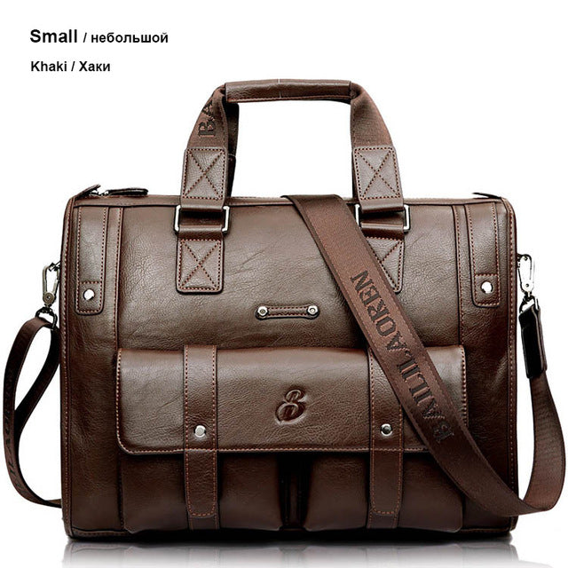 BAILLR Brand Man Bag Leather Black Briefcase Men Business Handbag Messenger Bags Male Vintage Men's Shoulder Bag Large Capacity