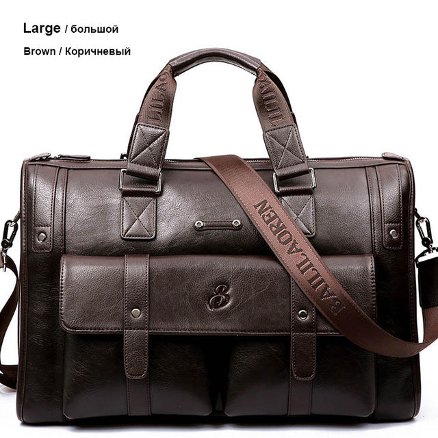 BAILLR Brand Man Bag Leather Black Briefcase Men Business Handbag Messenger Bags Male Vintage Men's Shoulder Bag Large Capacity