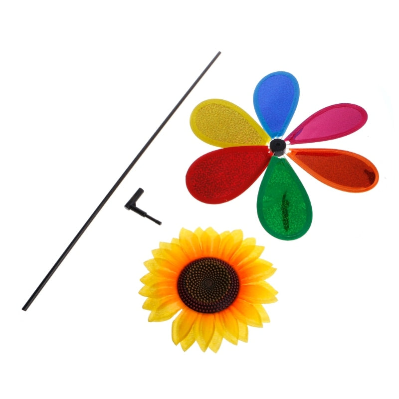 Colorful Sequins Sunflower Windmill Wind Spinner Home Garden Yard Decoration