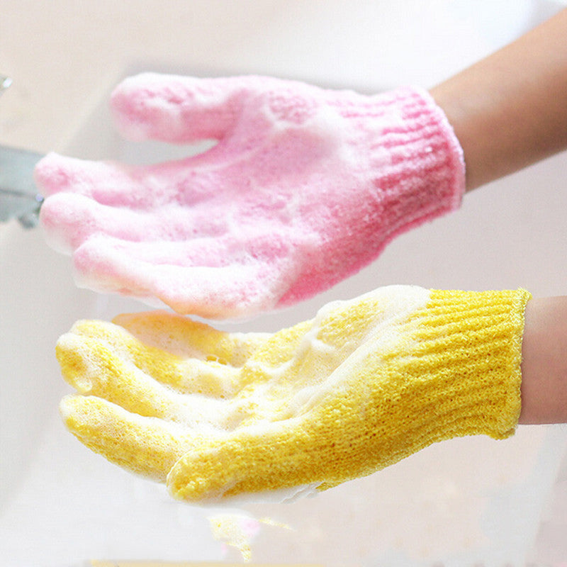 2 Pack: Exfoliating Scrubbing Bathing Sponge Gloves
